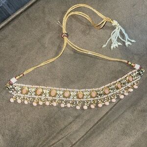 Kundan peach color choker